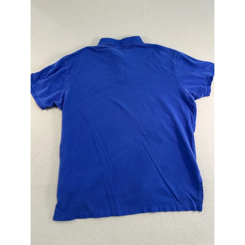 Polo Ralph Lauren Polo Shirt Mens XL Blue Custom Fit Orange Pony Short Sleeve